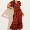 WORUI New Arrivals Willa Ruffle Dress In Brick