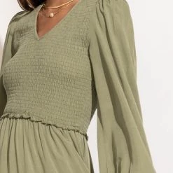 LUMIERE PREORDER - Smocked Tiered Midi Dress In Sage