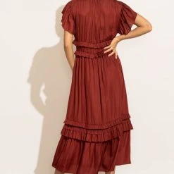 WORUI New Arrivals Willa Ruffle Dress In Brick 11 WORUI New Arrivals Willa Ruffle Dress In Brick