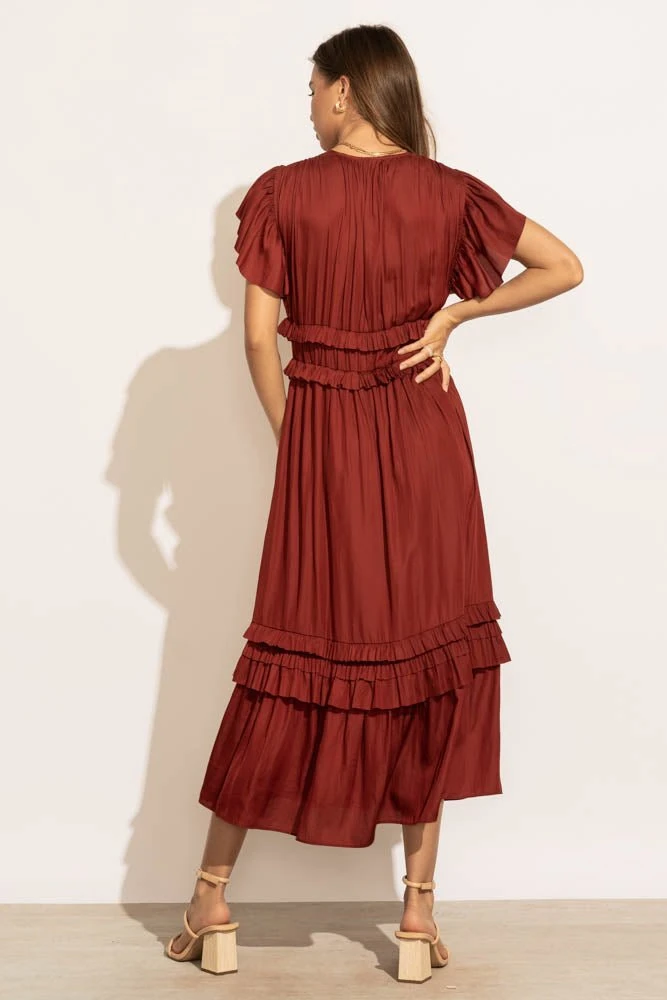 WORUI New Arrivals Willa Ruffle Dress In Brick 6 WORUI New Arrivals Willa Ruffle Dress In Brick