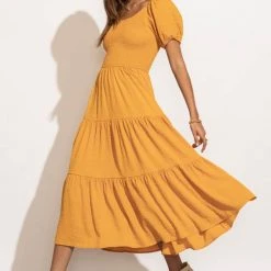 SINA New Arrivals Gemma Midi Dress In Yellow