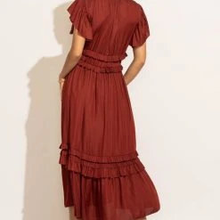 WORUI New Arrivals Willa Ruffle Dress In Brick 12 WORUI New Arrivals Willa Ruffle Dress In Brick