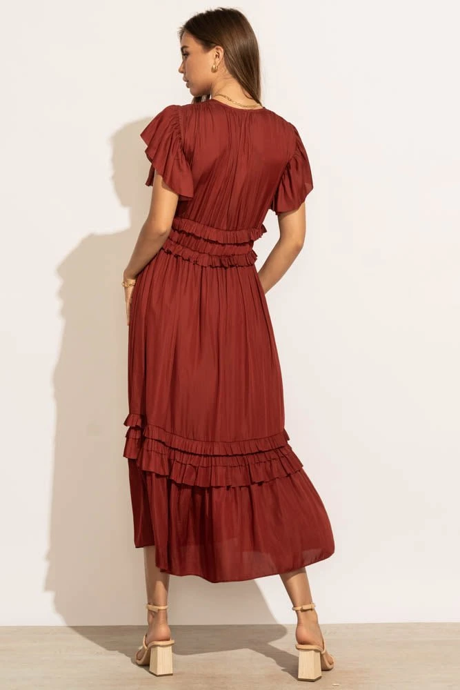 WORUI New Arrivals Willa Ruffle Dress In Brick 7 WORUI New Arrivals Willa Ruffle Dress In Brick