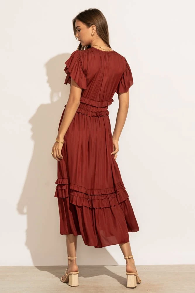 WORUI New Arrivals Willa Ruffle Dress In Brick 8 WORUI New Arrivals Willa Ruffle Dress In Brick
