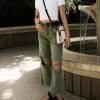 Plastic Vervet Charlie Distressed Denim In Olive 2 Plastic Vervet Charlie Distressed Denim In Olive