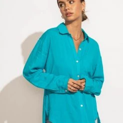 MILLIBON POLYMOND DK INC New Arrivals Georgie Button Down Top In Blue