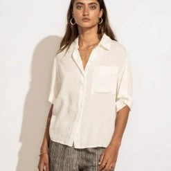 FINAL TOUCH COLLECTION Tops Maeva Button Down Top In White 19 FINAL TOUCH COLLECTION Tops Maeva Button Down Top In White