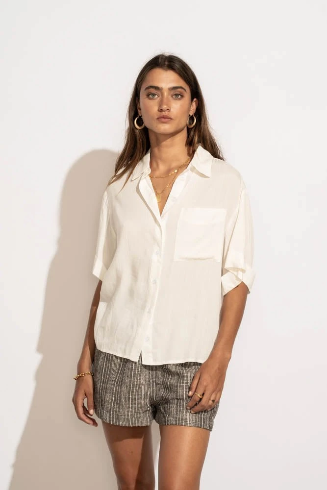 FINAL TOUCH COLLECTION Tops Maeva Button Down Top In White 8 FINAL TOUCH COLLECTION Tops Maeva Button Down Top In White