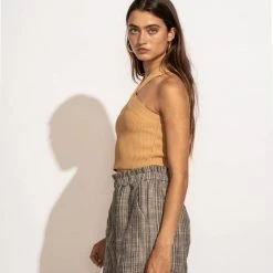 DREAMERS BY DEBUT Tees & Tanks Daylin Cropped Tank Top In Camel 13 DREAMERS BY DEBUT Tees & Tanks Daylin Cropped Tank Top In Camel