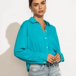 MILLIBON POLYMOND DK INC New Arrivals Georgie Button Down Top In Blue