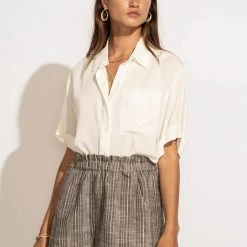 FINAL TOUCH COLLECTION Tops Maeva Button Down Top In White