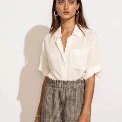 FINAL TOUCH COLLECTION Tops Maeva Button Down Top In White 17 FINAL TOUCH COLLECTION Tops Maeva Button Down Top In White