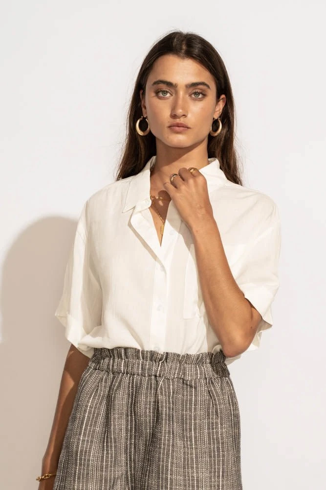 FINAL TOUCH COLLECTION Tops Maeva Button Down Top In White 9 FINAL TOUCH COLLECTION Tops Maeva Button Down Top In White