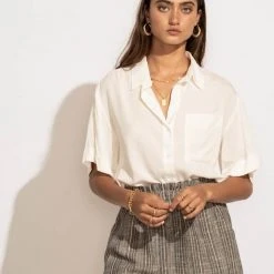 FINAL TOUCH COLLECTION Tops Maeva Button Down Top In White 22 FINAL TOUCH COLLECTION Tops Maeva Button Down Top In White