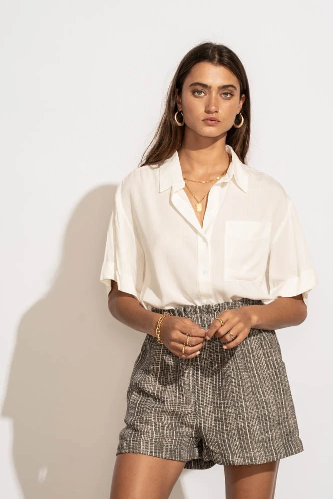 FINAL TOUCH COLLECTION Tops Maeva Button Down Top In White 11 FINAL TOUCH COLLECTION Tops Maeva Button Down Top In White