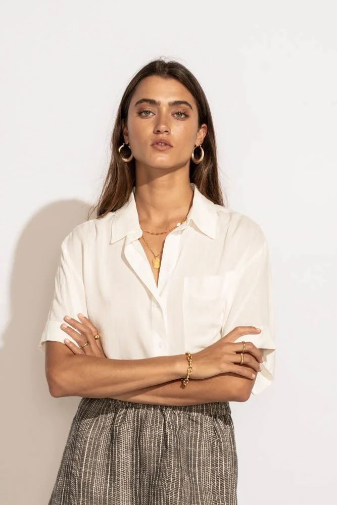 FINAL TOUCH COLLECTION Tops Maeva Button Down Top In White 12 FINAL TOUCH COLLECTION Tops Maeva Button Down Top In White