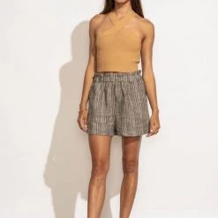 DREAMERS BY DEBUT Tees & Tanks Daylin Cropped Tank Top In Camel 19 DREAMERS BY DEBUT Tees & Tanks Daylin Cropped Tank Top In Camel