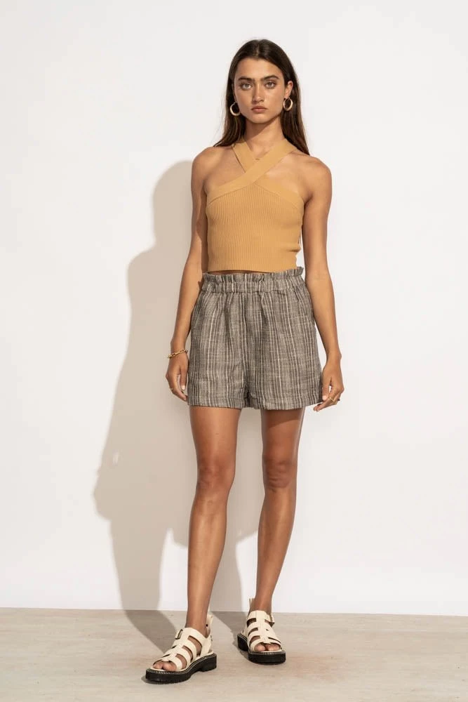 DREAMERS BY DEBUT Tees & Tanks Daylin Cropped Tank Top In Camel 11 DREAMERS BY DEBUT Tees & Tanks Daylin Cropped Tank Top In Camel