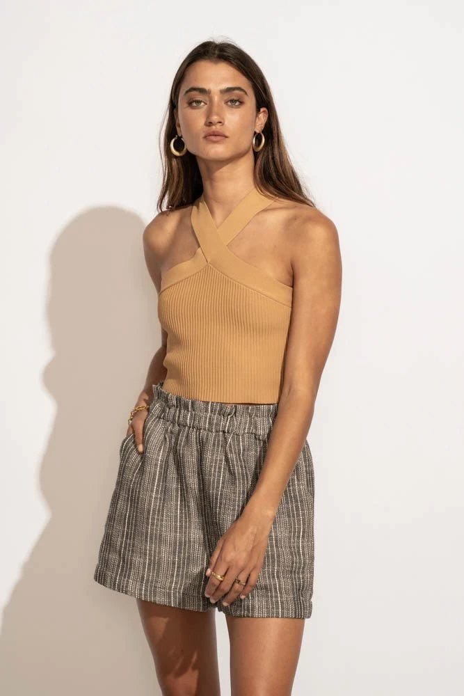 DREAMERS BY DEBUT Tees & Tanks Daylin Cropped Tank Top In Camel 3 DREAMERS BY DEBUT Tees & Tanks Daylin Cropped Tank Top In Camel