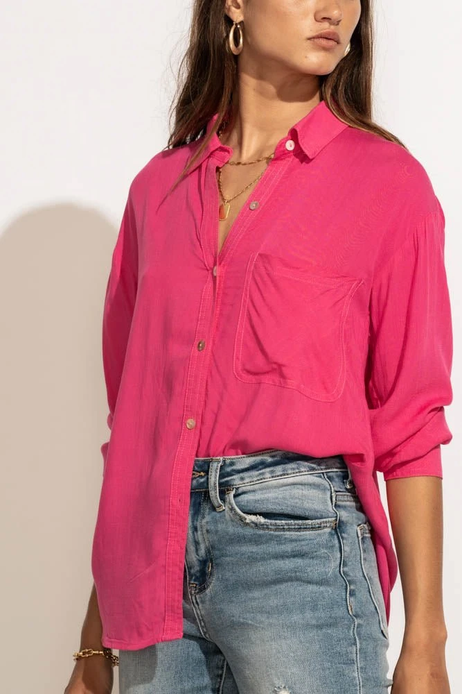 MILLIBON POLYMOND DK INC Georgie Button Down Top In Hot Pink 4 MILLIBON POLYMOND DK INC Georgie Button Down Top In Hot Pink