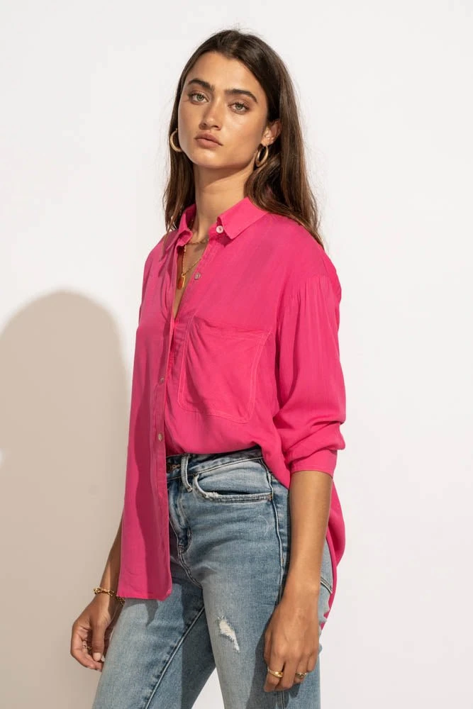 MILLIBON POLYMOND DK INC Georgie Button Down Top In Hot Pink 12 MILLIBON POLYMOND DK INC Georgie Button Down Top In Hot Pink