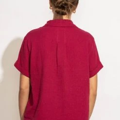 FUN 2 FUN Piper Button Down Top In Magenta New Arrivals