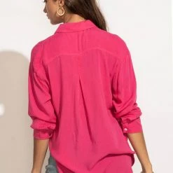 MILLIBON POLYMOND DK INC Georgie Button Down Top In Hot Pink 26 MILLIBON POLYMOND DK INC Georgie Button Down Top In Hot Pink