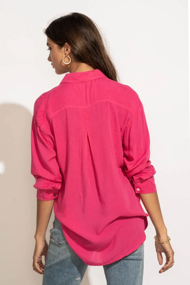 MILLIBON POLYMOND DK INC Georgie Button Down Top In Hot Pink 13 MILLIBON POLYMOND DK INC Georgie Button Down Top In Hot Pink