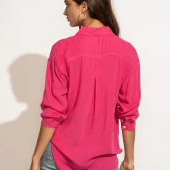 MILLIBON POLYMOND DK INC Georgie Button Down Top In Hot Pink 27 MILLIBON POLYMOND DK INC Georgie Button Down Top In Hot Pink