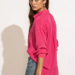 MILLIBON POLYMOND DK INC Georgie Button Down Top In Hot Pink 20 MILLIBON POLYMOND DK INC Georgie Button Down Top In Hot Pink