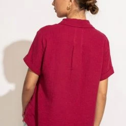 FUN 2 FUN Piper Button Down Top In Magenta New Arrivals