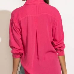 MILLIBON POLYMOND DK INC Georgie Button Down Top In Hot Pink 28 MILLIBON POLYMOND DK INC Georgie Button Down Top In Hot Pink