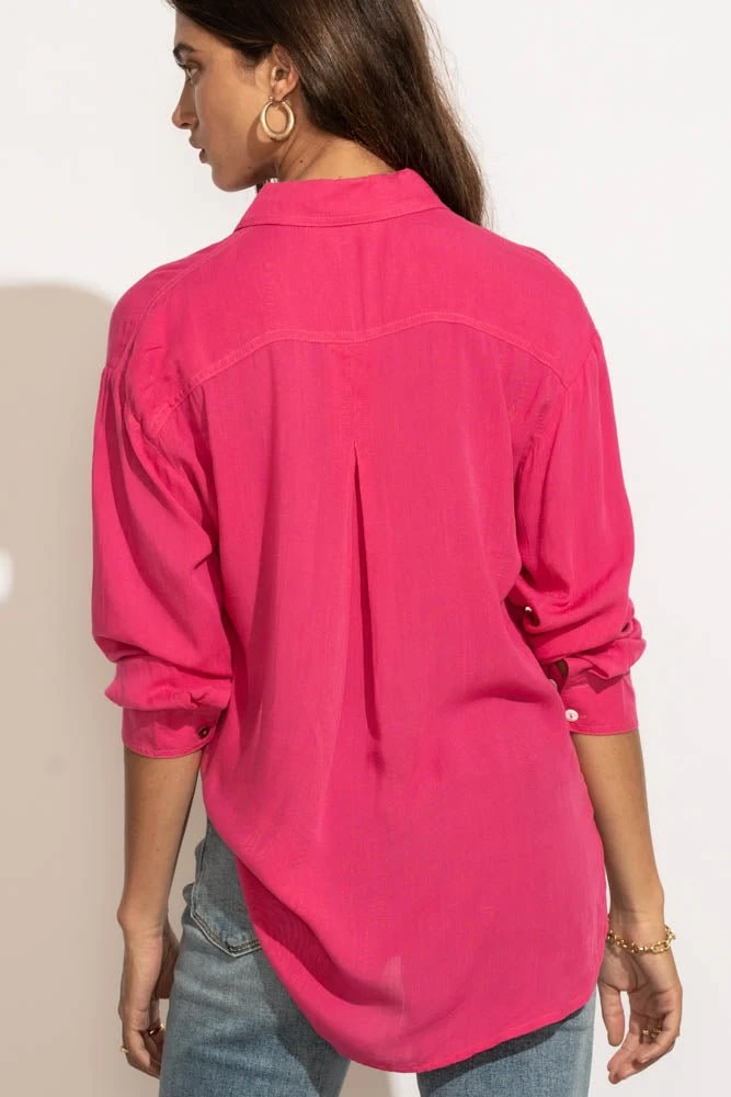 MILLIBON POLYMOND DK INC Georgie Button Down Top In Hot Pink 15 MILLIBON POLYMOND DK INC Georgie Button Down Top In Hot Pink