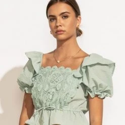 BLU PEPPER New Arrivals Blanche Blouse In Mint