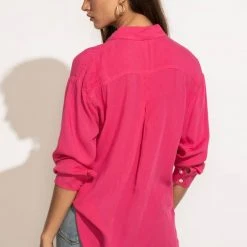 MILLIBON POLYMOND DK INC Georgie Button Down Top In Hot Pink 29 MILLIBON POLYMOND DK INC Georgie Button Down Top In Hot Pink