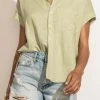 VERY J Tops Dayana Button Down Top In Sage 2 VERY J Tops Dayana Button Down Top In Sage