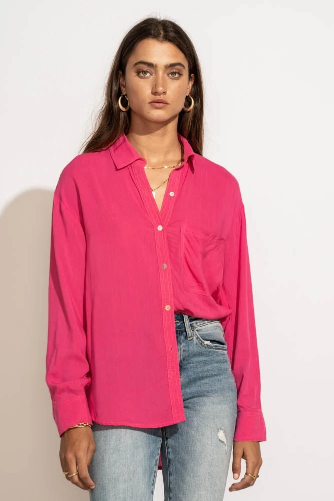 MILLIBON POLYMOND DK INC Georgie Button Down Top In Hot Pink 6 MILLIBON POLYMOND DK INC Georgie Button Down Top In Hot Pink