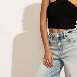 DREAMERS BY DEBUT Daylin Cropped Tank Top In Black