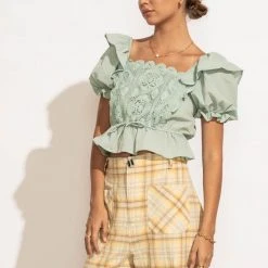 BLU PEPPER New Arrivals Blanche Blouse In Mint