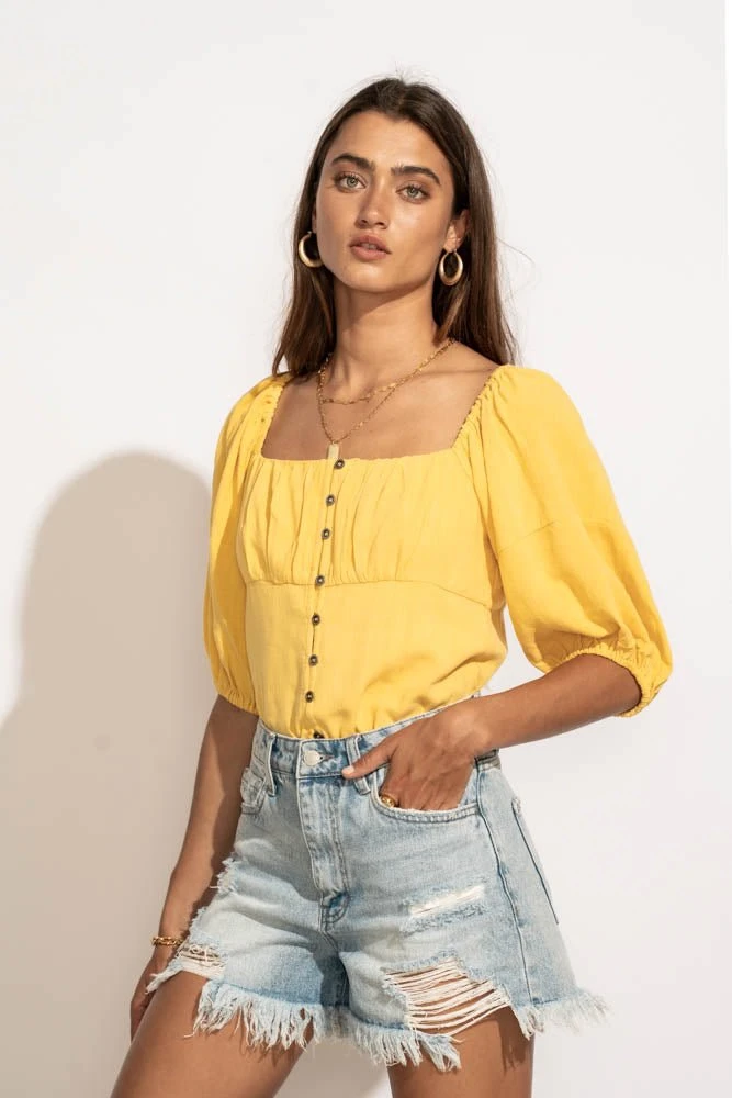 AEMI AND CO New Arrivals Delani Blouse In Yellow 3 AEMI AND CO New Arrivals Delani Blouse In Yellow