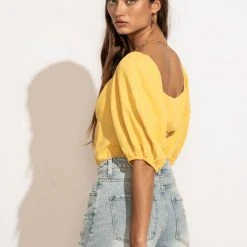 AEMI AND CO New Arrivals Delani Blouse In Yellow