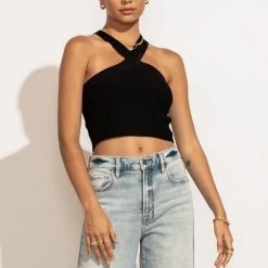 DREAMERS BY DEBUT Daylin Cropped Tank Top In Black