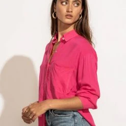 MILLIBON POLYMOND DK INC Georgie Button Down Top In Hot Pink 24 MILLIBON POLYMOND DK INC Georgie Button Down Top In Hot Pink