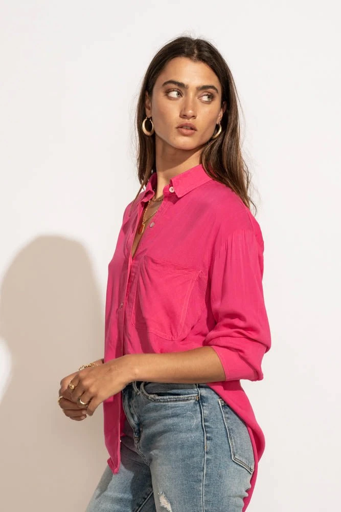 MILLIBON POLYMOND DK INC Georgie Button Down Top In Hot Pink 11 MILLIBON POLYMOND DK INC Georgie Button Down Top In Hot Pink
