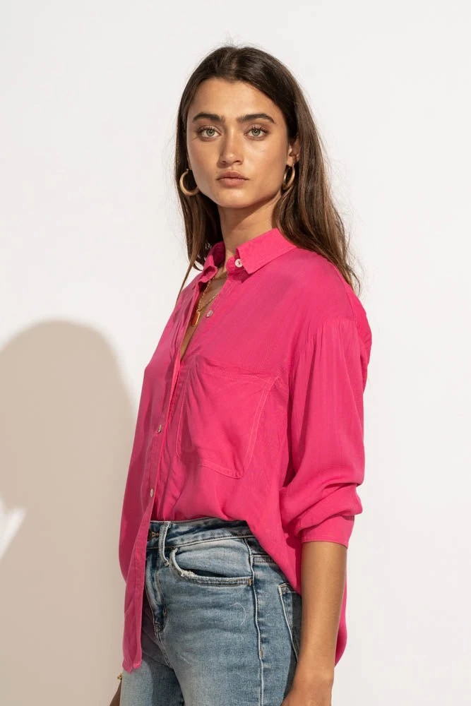 MILLIBON POLYMOND DK INC Georgie Button Down Top In Hot Pink 5 MILLIBON POLYMOND DK INC Georgie Button Down Top In Hot Pink