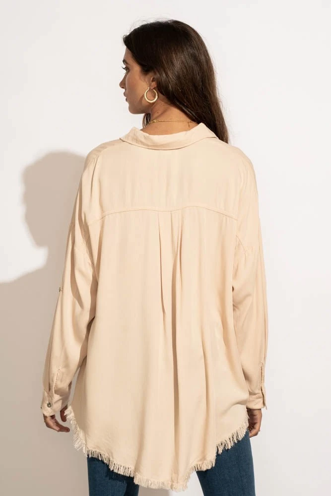 LIME N CHILI New Arrivals Chanel Button Down Top In Taupe 7 LIME N CHILI New Arrivals Chanel Button Down Top In Taupe