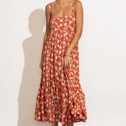 MILLIBON POLYMOND DK INC Berenice Midi Dress In Orange