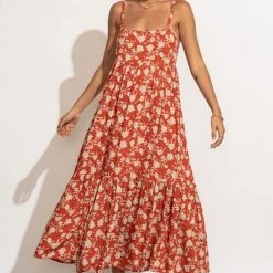 MILLIBON POLYMOND DK INC Berenice Midi Dress In Orange