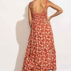 MILLIBON POLYMOND DK INC Berenice Midi Dress In Orange