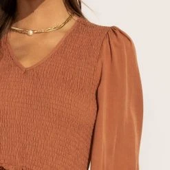 LUMIERE PREORDER - Smocked Tiered Midi Dress In Rust New Arrivals 15 LUMIERE PREORDER - Smocked Tiered Midi Dress In Rust New Arrivals